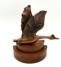 Vintage Copper Color Metal Duck Goose Sculpture Bookend Paperweight Statue Desk picture