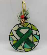 Green Awareness Ribbon Christmas Ornament Liver Cancer, Leukemia, Bipolar, CP picture
