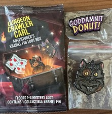 Dungeon Crawler Carl “Goddamnit Donut" & Donut Enamel Pin lot Foam Brain mystery picture