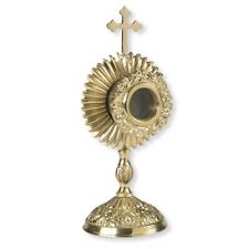 N.G. Brass Round Personal Reliquary Catholic Relic Holder, 6 1/4 Inch picture