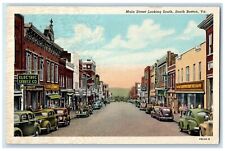 1932 Main Street Looking Exterior Classic Cars South Boston Virginia VA Postcard picture