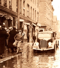 RPPC 1936 Connecticut Flood Hartford St. Boy Pose Classic Cars VINTAGE Postcard picture