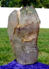 Smoky Amethyst Elestial QUARTZ Crystal Point with Water and Rutiles Inside picture