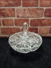 Vintage EAPC Glass Anchor Hocking Prescut Clear Lidded Candy Dish picture