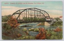 Columbia St Bridge over Maumee River, Fort Wayne IN Indiana 1914 Postcard picture