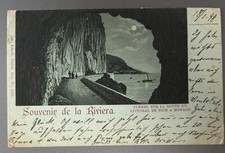 Postcard 1898 Souvenir Riviera Tunnel Nice Monaco Moonlight France Antique picture