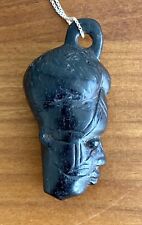 Vintage African Ebony Hand Carved Tribal Statue Figurine Sterling Silver Chain picture