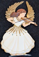 White Fiddle Angel Geigenengel Wilhelm Schweizer Hand Painted Angel 2011 picture