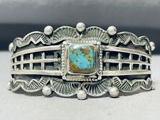 ONE OF THE MOST UNIQUE NAVAJO TURQUOISE STERLING SILVER BRACELET picture