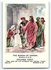 1898 WESTMINSTER LESSON CARD BIBLE SCHOOL MATTHEW 15 THE WOMAN OF CANAAN P2222 picture