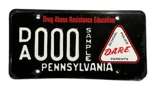 LICENSE PLATE PLATES Pennsylvania ￼ Dare ￼ Drug Abuse Resistance￼ education picture