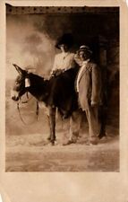 RPPC Postcard Couple Pose for Photo Woman Sitting Atop Donkey c.1904-1918  20765 picture