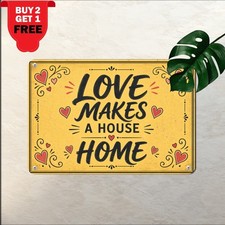 Love Makes A House A Home Romantic Floral Heart Art Metal Tin Sign 8x12 picture