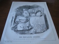 1847 Original POLITICAL CARTOON - SICK w FLU INFLUENZE EPIDEMIC Doctor Medicine picture