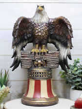 Independence Day American Glorious Bald Eagle Perching On Liberty Bell Figurine picture