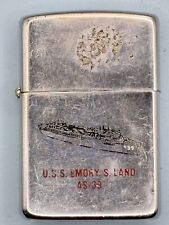 Vintage 1986 USS Emory S Land AS-39 Double Sided Chrome Zippo Lighter picture