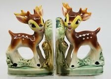 Set of Two (2) Vintage Spotted Baby Deer - Bambi Fawn Figurine Bookends  picture