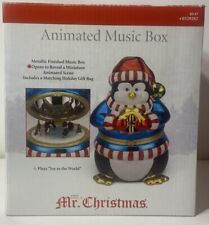 2010 Mr. CHRISTMAS PENGUIN ANIMATED MUSIC BOX JOY TO THE WORLD W/ BOX EXCELLENT picture