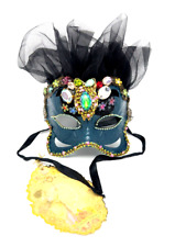 Decorative Face Mask Studded With Colored Crystals By Michal Negrin Unique #55# picture
