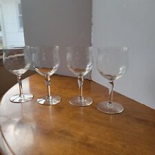 Clear Tulip Flared Wine Stemmed Glasses Vintage Set Of 4  picture