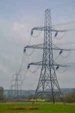 Photo 12x8 East Devon : Grassy Field & Pylons Honiton Looking across a row c2018 picture