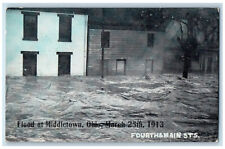 1913 Fourth and Main Streets Flood at Middletown Ohio OH Antique Postcard picture