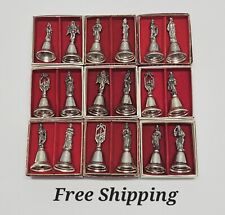 Set of 18 Reed & Barton Silver Plated Nativity Figure Bells Christmas Ornaments  picture