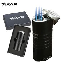NEW XiKAR ELLIPSE Triple Jet Flame Cigar Lighter - Black and Chrome picture
