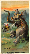 1900 Ivorine Soap Trade Card Crying Elephant Monkeys Steal His Best Friend picture