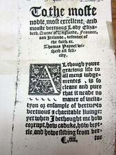Rare original 1561 ELIZABETHAN RELIGIOUS IMPRINT book leaf - over 460 years old picture