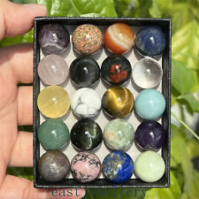 20pcs Wholesale Natural Mixed 15mm+ Ball Quartz Crystal Sphere Reiki healing+box picture