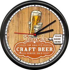 Personalized Your Name Craft Beer Brewing Man Cave Sign Wall Clock picture