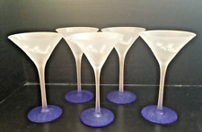 Grey Goose Martini Glasses set of 5, Blue Frosted . picture