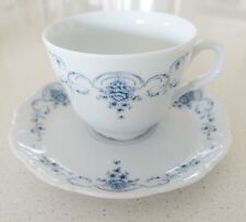 Vintage Mitterteich CUP and SAUCER SET White Blue Floral Scalloped Edge Bavaria picture