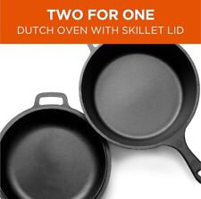 COMMERCIAL CHEF 3-Quart Iron Dutch Oven with Skillet Lid picture