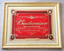 BUDWEISER MILLENNIUM MIRROR 1999 FRAMED BAR BEER SIGN LARGE RARE COLLECTIBLE picture