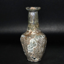 Genuine Ancient Roman Glass Vial Bottle with Golden Patina Circa 3rd Century AD picture