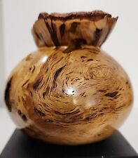 Vintage Burl Wood Hand Turned Vase 3”H X 4