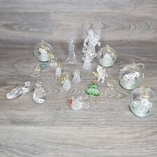 Christmas Angel Ornaments Vintage Hand Spun Glass Set of 17  Clear/Multi color picture