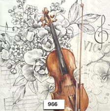 (966) TWO Individual Paper Luncheon Decoupage Napkins - VIOLIN, CELLO, MUSIC picture