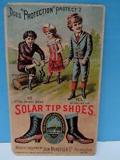 VINTAGE ANTIQUE 1884 COLORFUL ADVERTISING TRADE CARD FOR SOLAR TIP SHOES VG COND picture