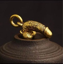 Penis keychain male genitals unique brass ball bag hanging movable lucky picture