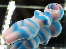 4.25 Inch Naked Woman Pink & Blue  Glass Bowl Silicon Tobacco Smoking Pipe  picture