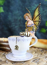 Ebros Amy Brown Fantasy Teacup Mocha Coffee Fairy Figurine Warm Toes 6.5