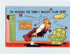 Postcard I'm Heading The Town's Biggest Club Here with Humor Comic Art Print picture