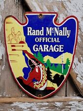 VINTAGE RAND MCNALLY PORCELAIN SIGN HIGHWAY GARAGE MECHANIC REPAIR TRAVEL MAP picture
