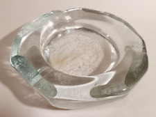 Vintage Art Glass Crystal Ice Textured Ashtray MCM Large Heavy Thick picture