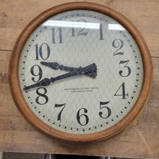 Antique Standard Electric Time Co. Springfield, Mass. Oak Wall Clock Slave picture