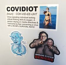 Dr. Fauci Stickers 3 PACK Bill Gates Dr. Evil COVIDIOT Virtual Signaling DECALS  picture