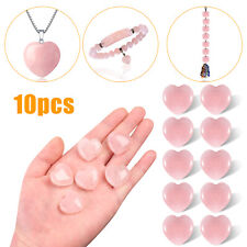 10X Natural Crystal Rose Quartz Pocket Palm Worry Stones Puff Heart Healing Pink picture